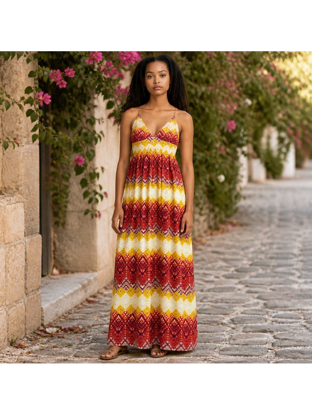 6 Degrees Geometric Halter Maxi Dress Size Large